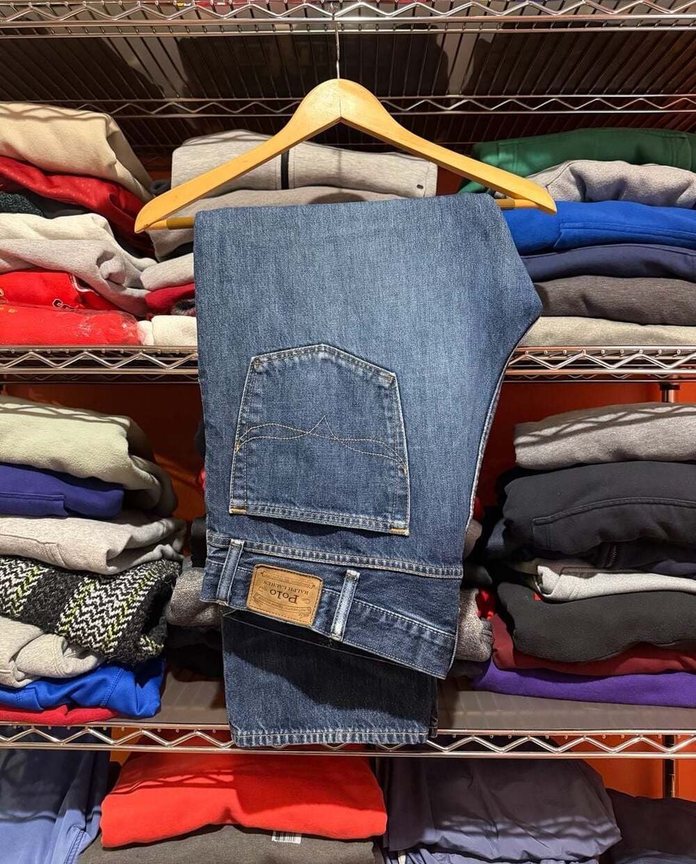 Polo Ralph Lauren Men's Blue Distressed Straight Leg Denim Jeans 38x30